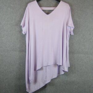 Lisa Rinna Collection Top with Chiffon Detail Purple XL NEW